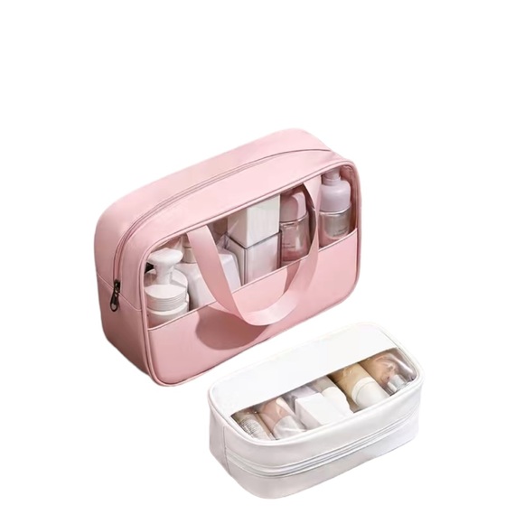 Pink and Clear Cosmetic Toiletry Travel Bag - Picture 3 of 4